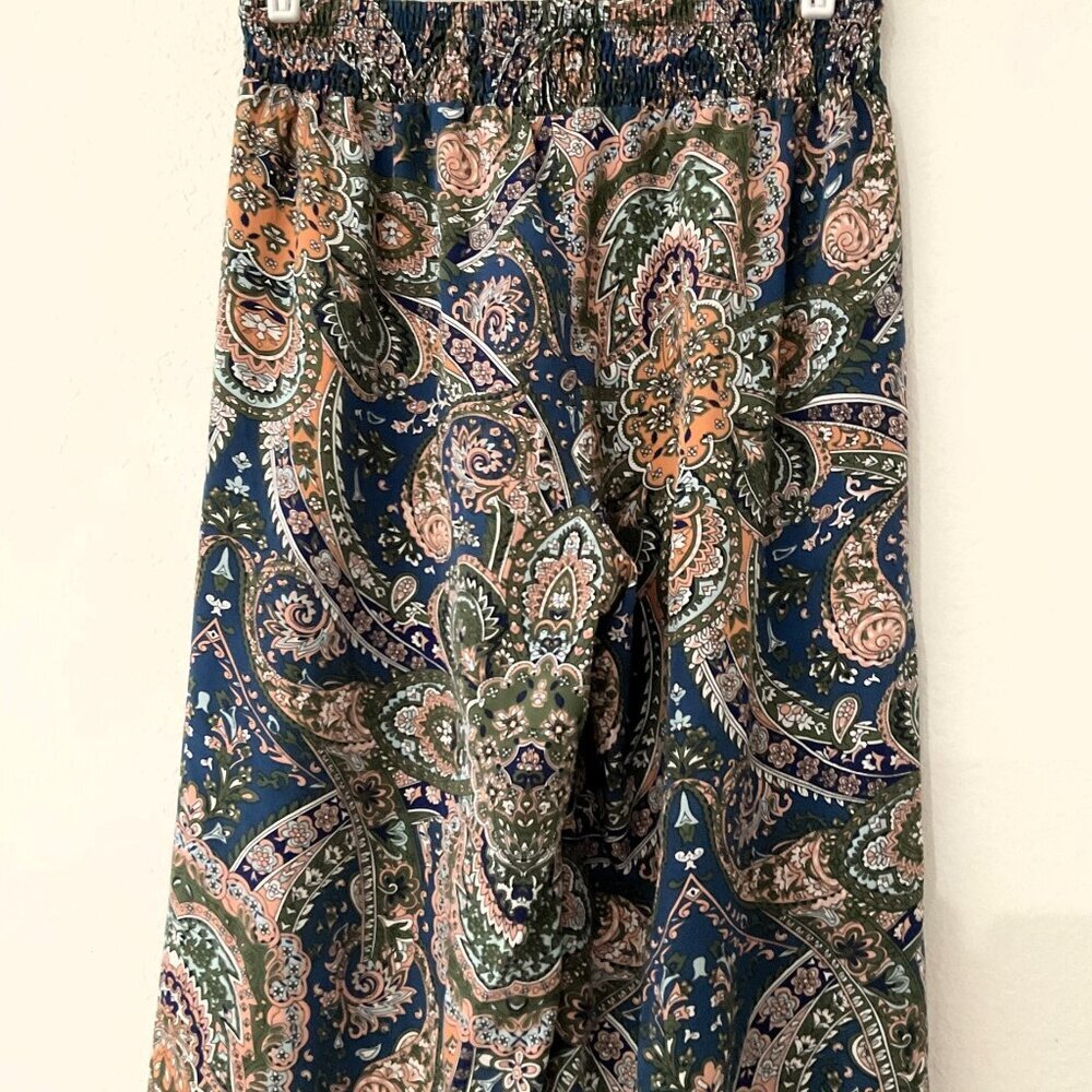BOHO WIDE LEG PANTS TROUSERS ELASTIC WAIST LIKE NEW - Picture 8 of 15